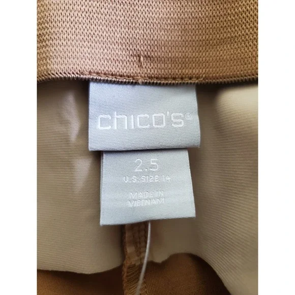 Chico's 2.5 So Slimming 360 Juliet Slim Leg Pants Camel Tan US 14 NWT Ponte - Picture 3 of 10